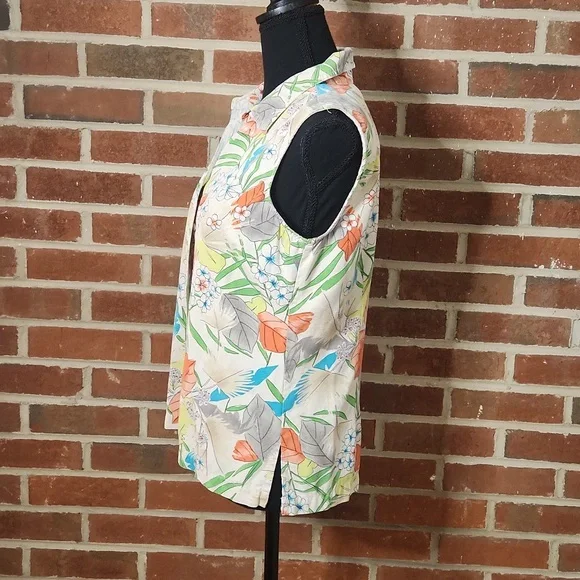 Izod - washable silk sleeveless floral top, size 10 - Picture 4 of 10